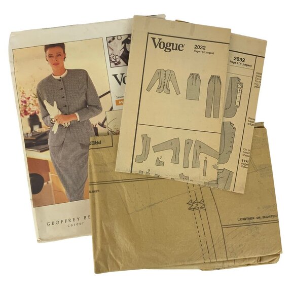 Vogue 2032 Geoffrey Beene Misses Jacket Skirt Pants Sewing Pattern Sizes 6-10 - Picture 3 of 3